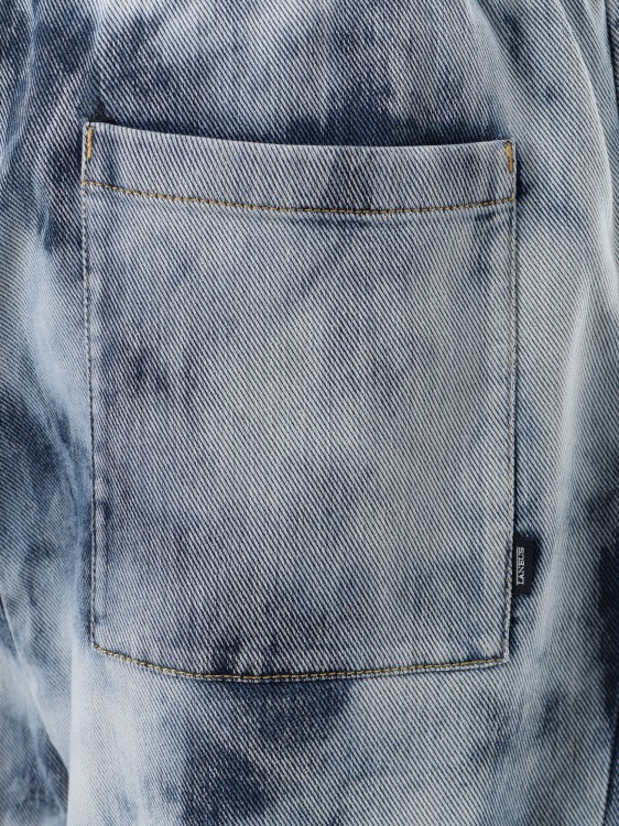 Shop Laneus Denim Bermuda Shorts With Tie Dye Effect In Grey