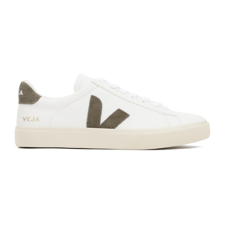 Shop Veja White And Khaki Campo Sneakers