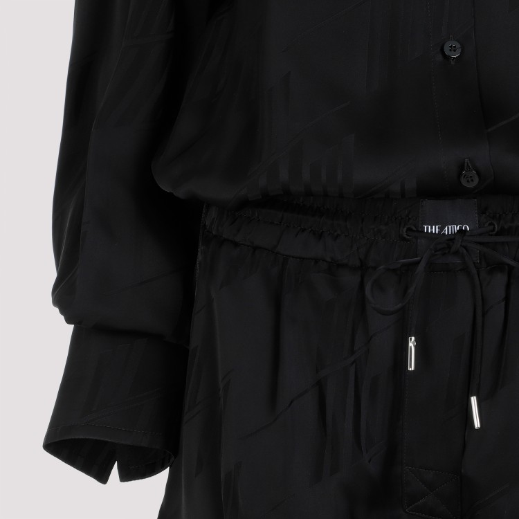 Shop Attico Overall Black Viscose Jumpsuit