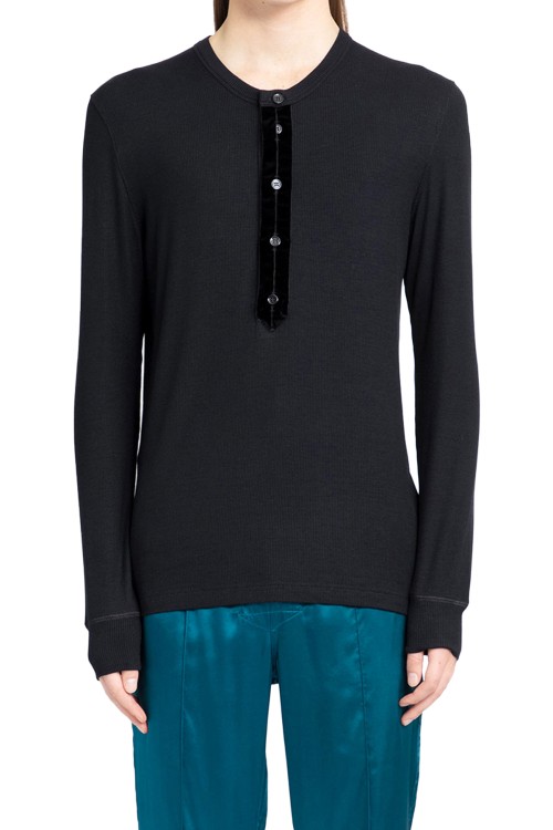 TOM FORD KNIT CUT AND SEWN HENLEY T-SHIRT