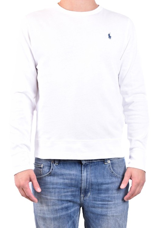 Shop Polo Ralph Lauren White Cotton Sweatshirt