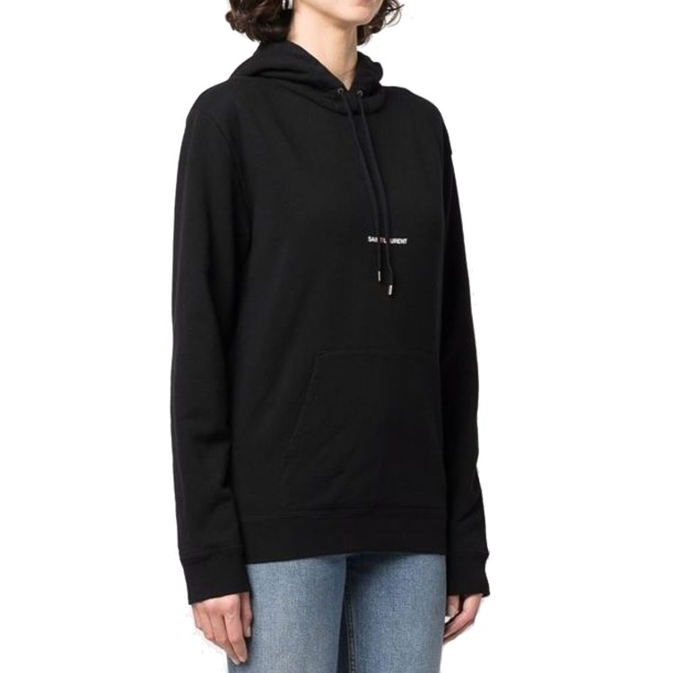 Shop Saint Laurent Logo Hoodie Sweatshirt In Black