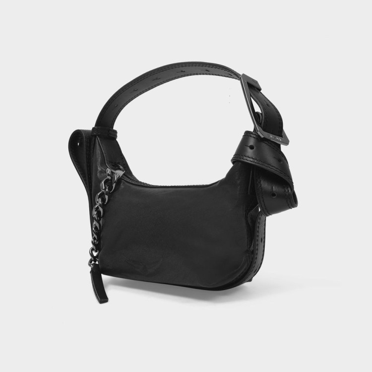 Shop Zadig & Voltaire Le Cecilia Xs Hobo Bag - Black - Leather