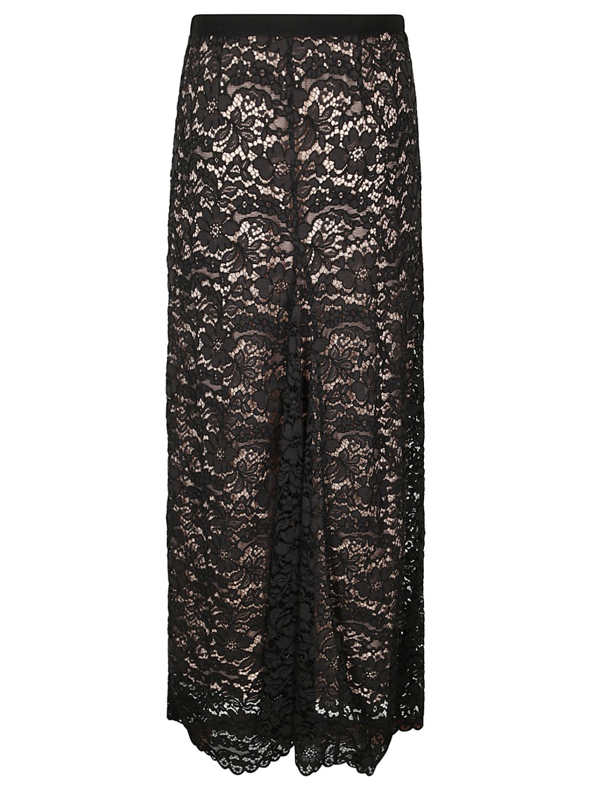 P.a.r.o.s.h Floral-lace Maxi Skirt In Black