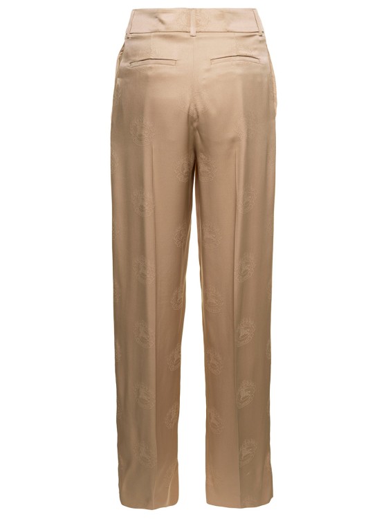Shop Burberry Jane' Beige High-waisted Relaxed Pants In Silk In Brown