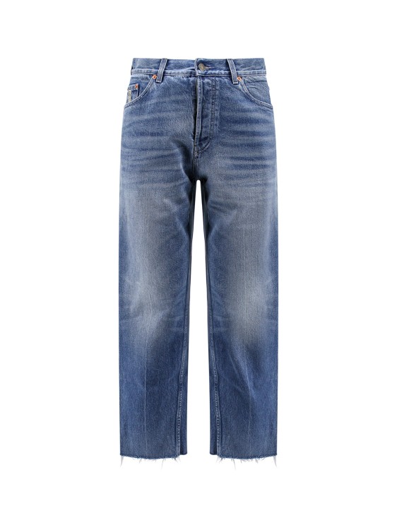 Shop Gucci Carrot Fit Cotton Jeans In Blue