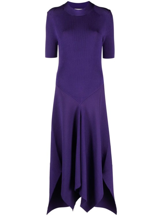 Stella Mccartney Compact Purple Midi Dress In Black