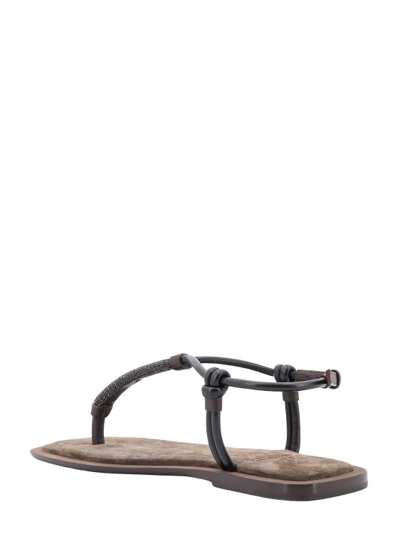 Shop Brunello Cucinelli Leather Thong Sandals In Grey