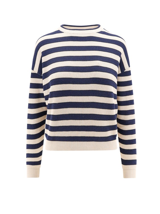 Shop Brunello Cucinelli Striped Cotton Sweater In Neutrals