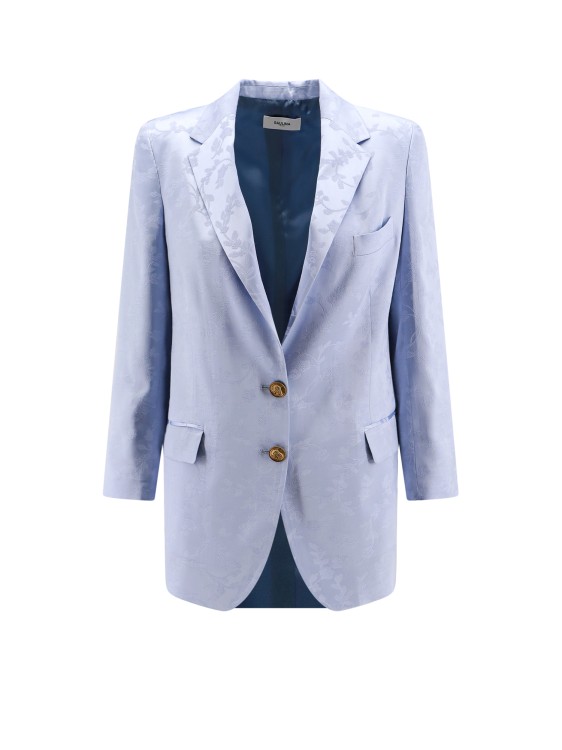 Shop Saulina Satin Blazer With Floral Embroidery In White