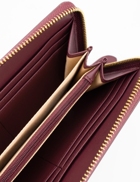 Shop Pinko Silky Soft Leather Zip-around Wallet In Brown