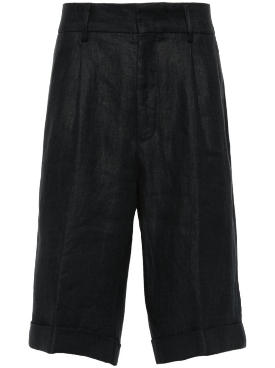 Peserico Pressed-crease Linen Shorts In Black