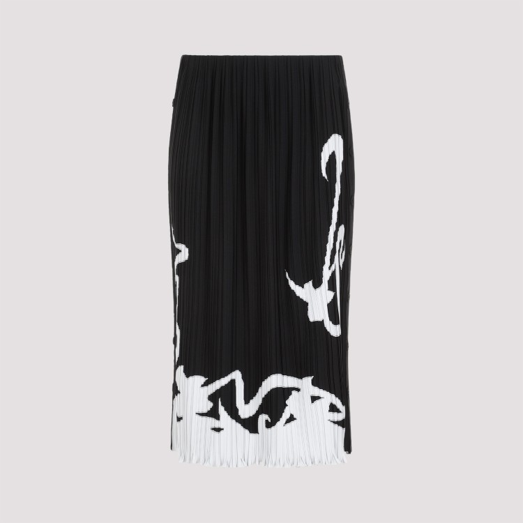 Shop Lanvin Black Pleated Long Skirt