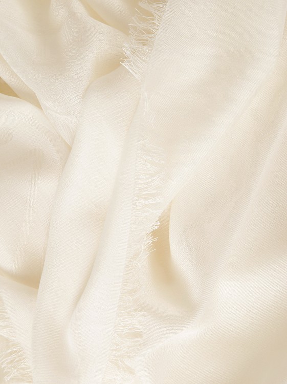 Shop Max Mara White Silk-cotton Blend Scarf In Neutrals