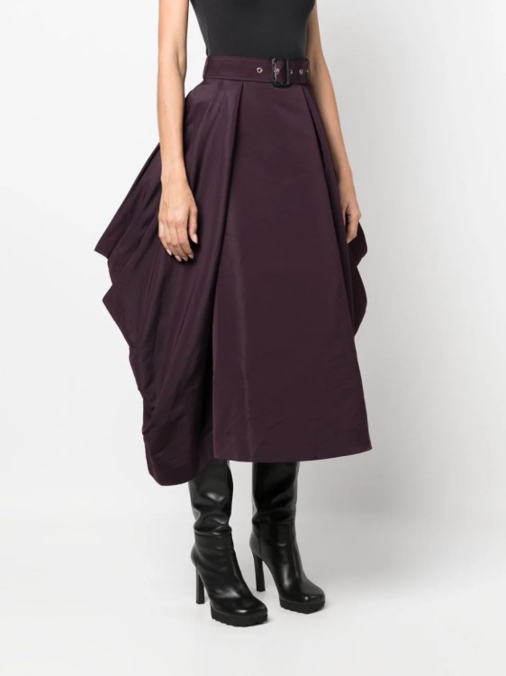 Shop Alexander Mcqueen Burgundy Draped Midi Skirt In Black
