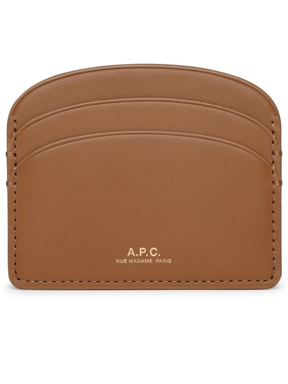 Apc Demi-lune Cardholder In Beige Leather In Brown