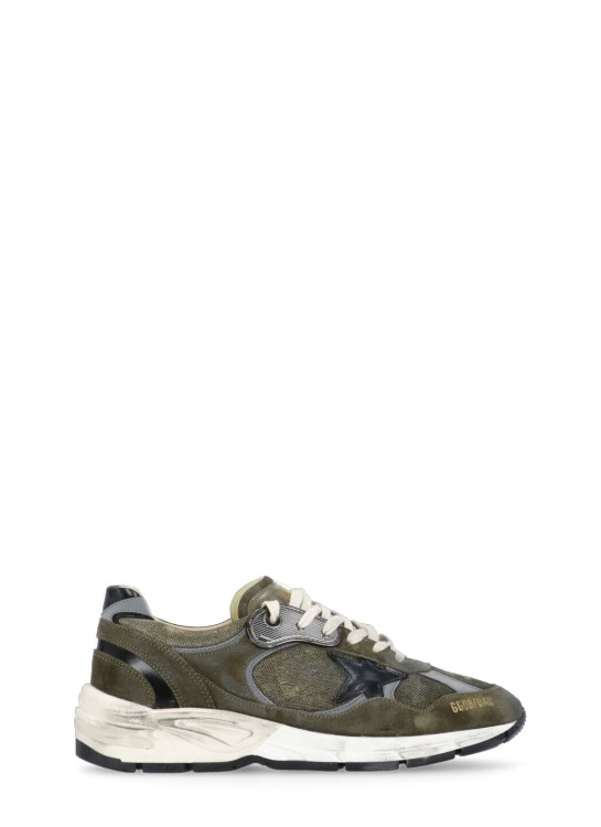 Shop Golden Goose Green Leather Sneakers