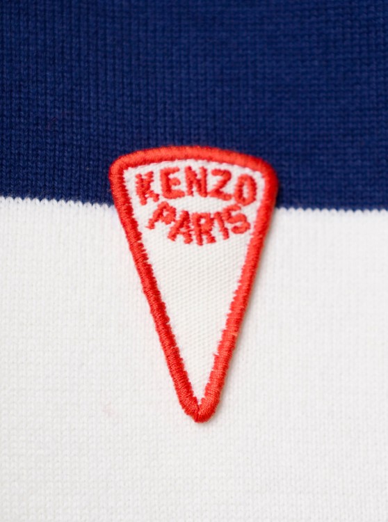 Shop Kenzo White And Blue Oversize Striped Polo T-shirt In Cotton