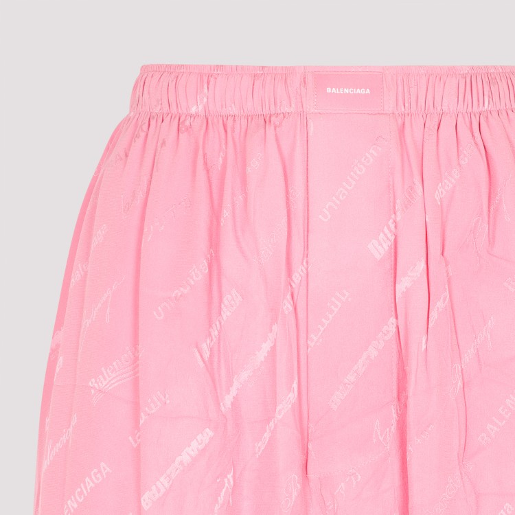 Shop Balenciaga Pink Silk Logoed Pants