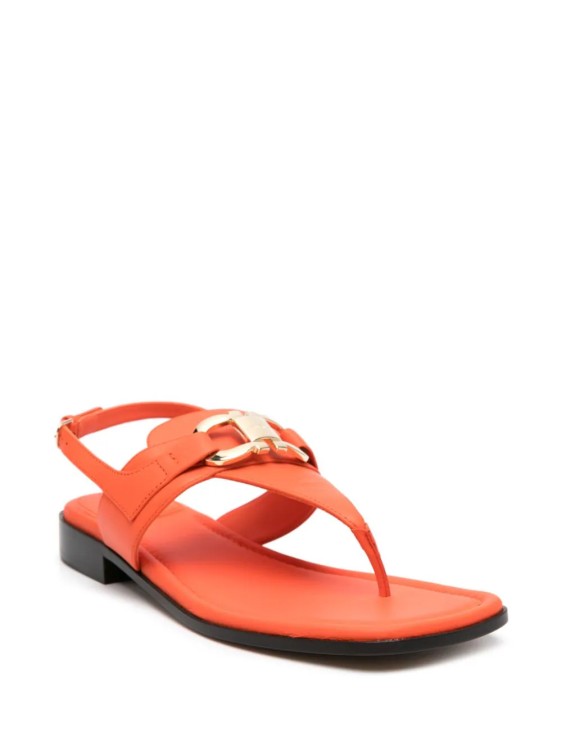 Shop Ferragamo Orange Gancini Sandals