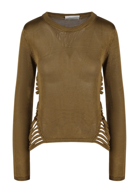 Shop Atomo Factory Fringed Viscose Knit Sweater In Green