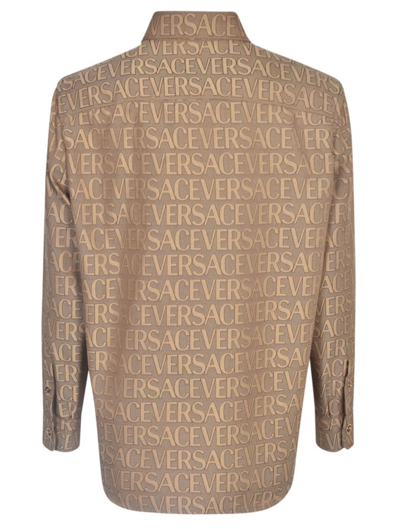 Shop Versace All-over Jacquard Shirt In Brown