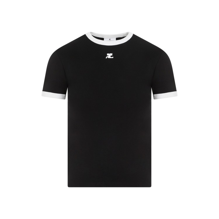 Courrèges Reedition Bumpy Contrast T-shirt In Black