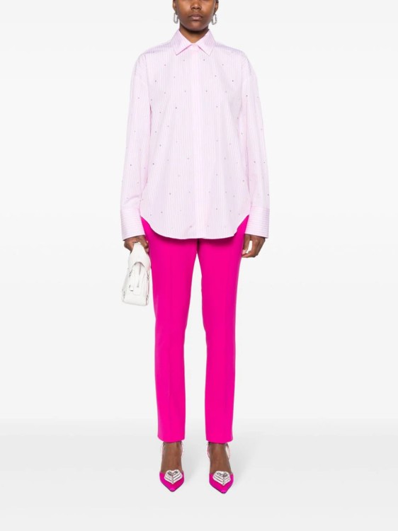 Shop Msgm Pink Rhinestone Shirt