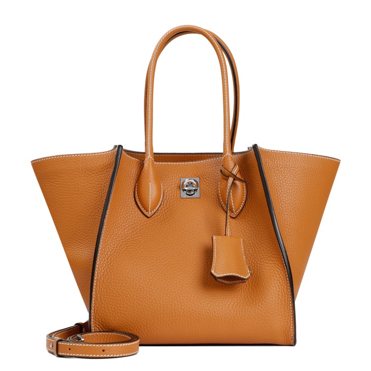 Shop Ermanno Scervino Maggie Biscuit Grained Calf Leather Tote Bag In Brown