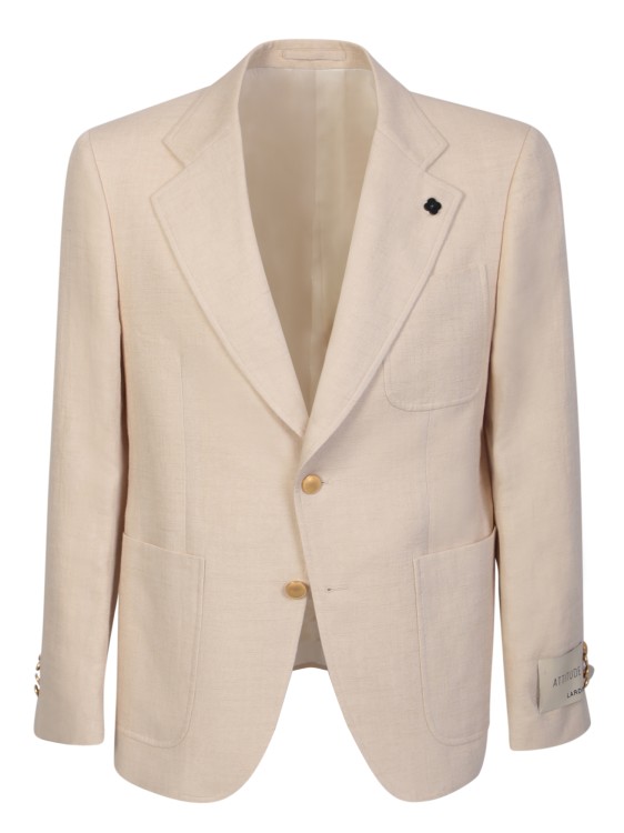 Shop Lardini Biege Single-breasted Jacket In Neutrals