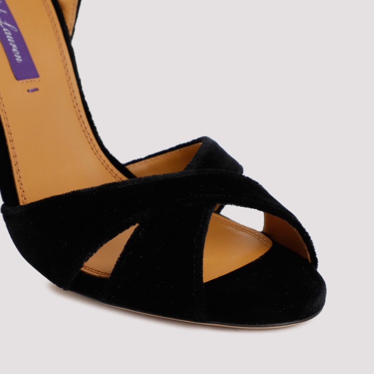 Shop Polo Ralph Lauren Black Velvet Kandice Heel Sandal