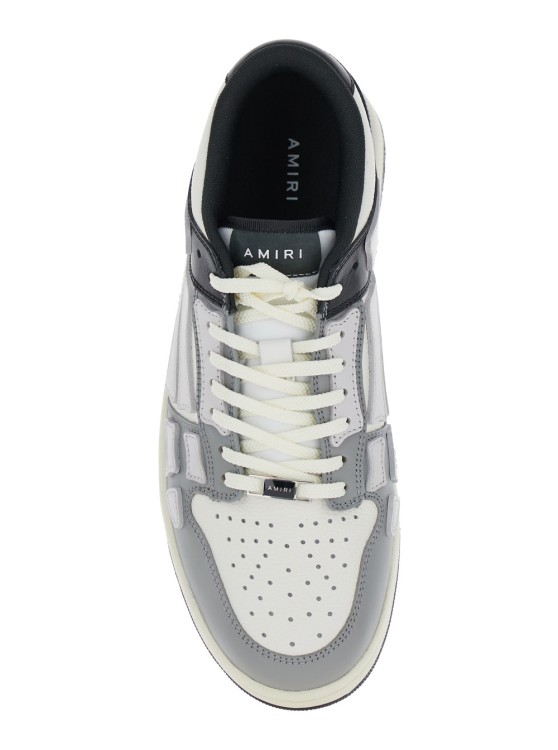 Shop Amiri Skel Top Low' Grey And Black Bi-color Sneakers With Skeleton Patch In Leather