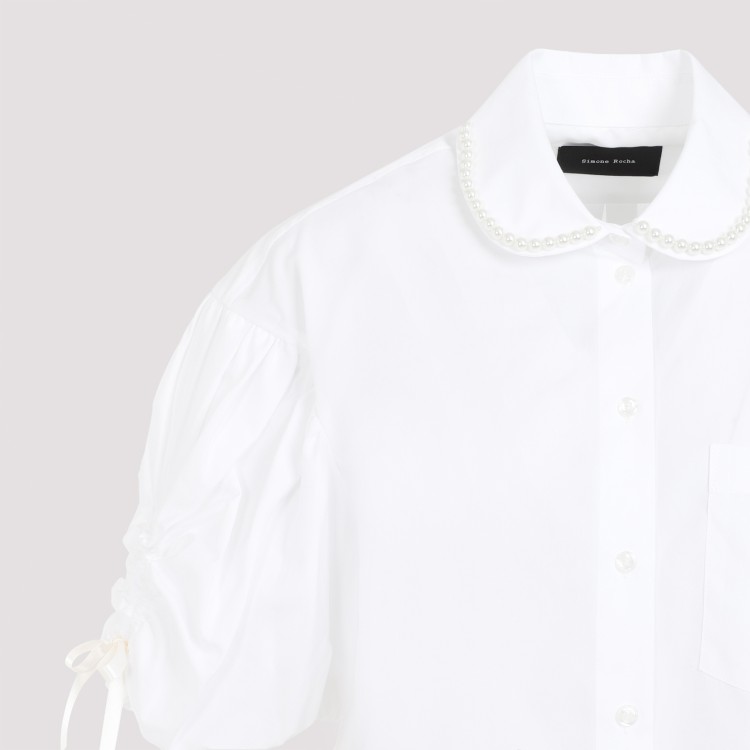 Shop Simone Rocha White Cotton Puff Sleeve Boxy Shirt