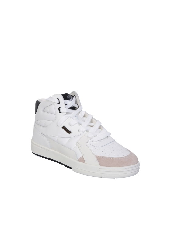 Shop Palm Angels University Mid White Sneakers