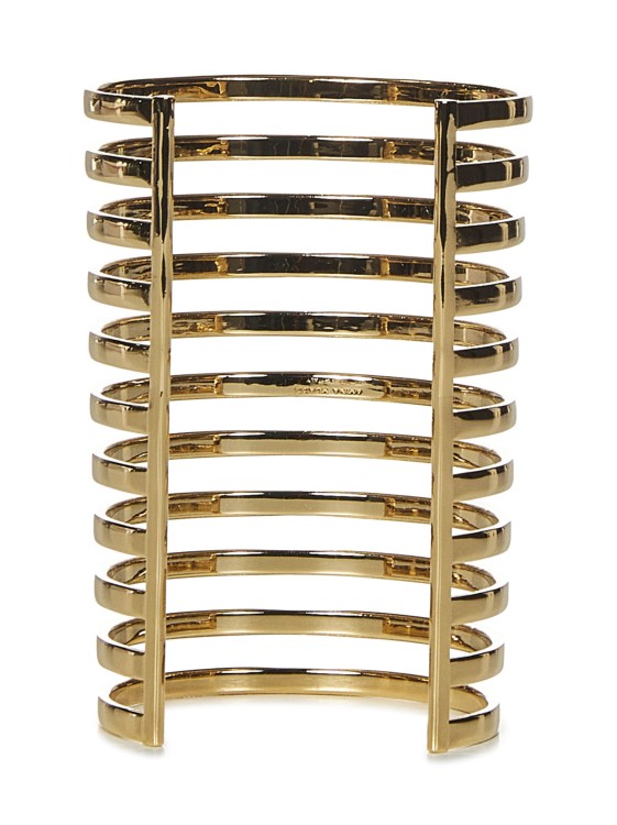 Shop Amina Muaddi Eleven-row Golden Bracelet