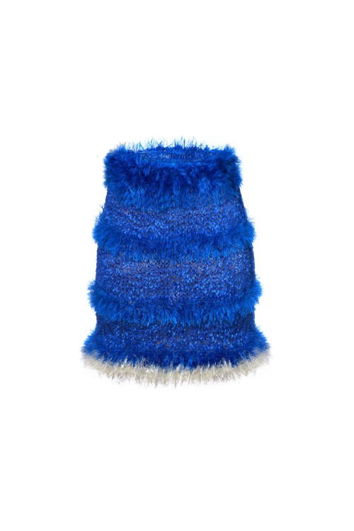 Shop Andreeva Royal Blue Handmade Knit Skirt