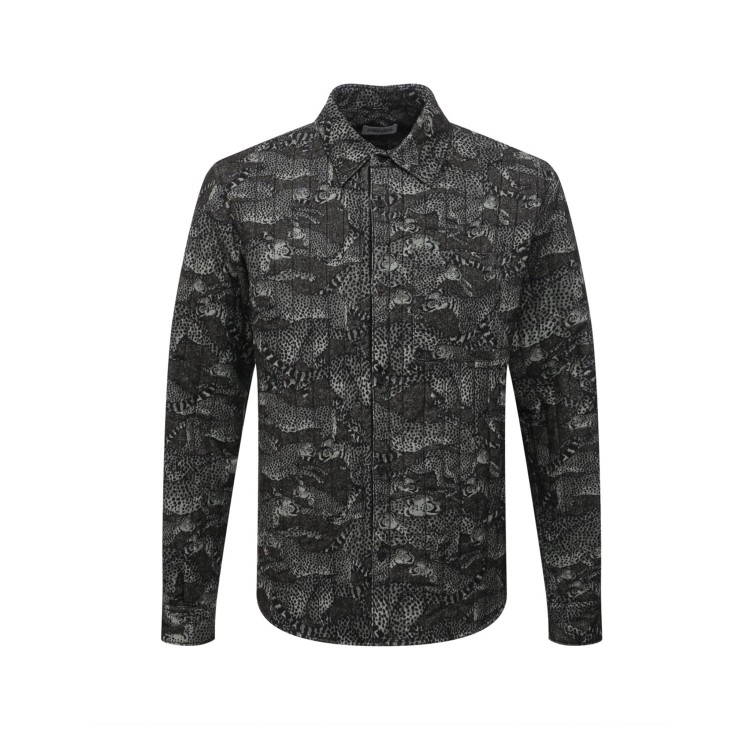Shop Kenzo Padded Shirt Style Jacket In Grey