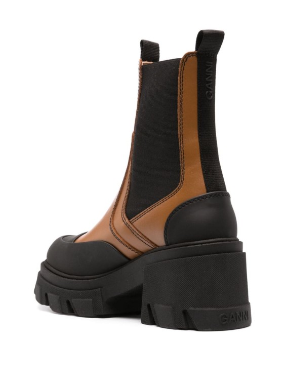 Shop Ganni Platform Leather Chelsea Boots In Brown