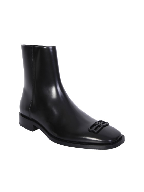 Shop Balenciaga Black Leather Ankle Boots In Neutrals