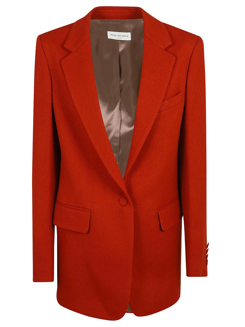 Dries Van Noten Red Single-breasted Jacket In Wool In Red