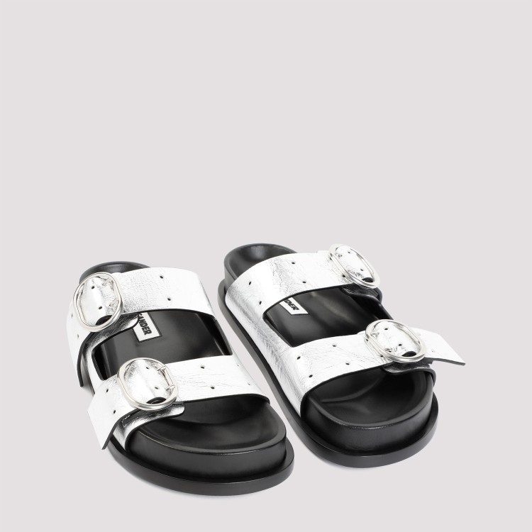 Shop Jil Sander Silver Moon Leather Sandals