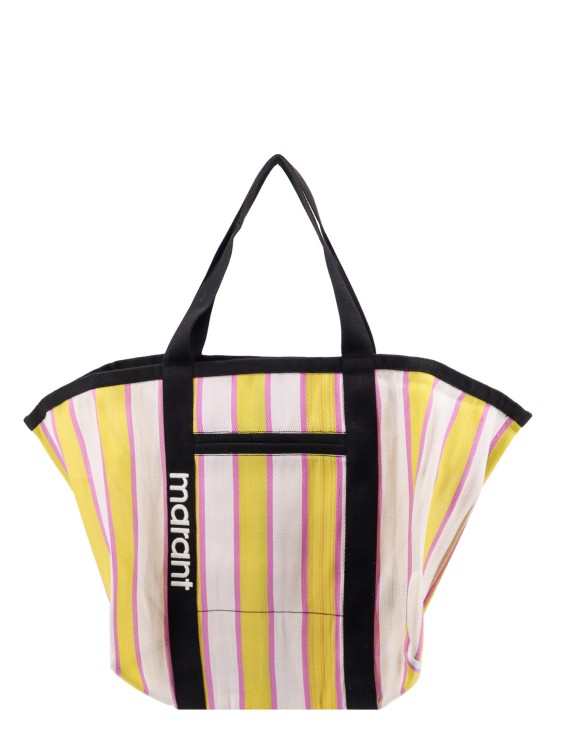 Shop Isabel Marant Nylon Shoulder Bag With Striped Motif In Yellow