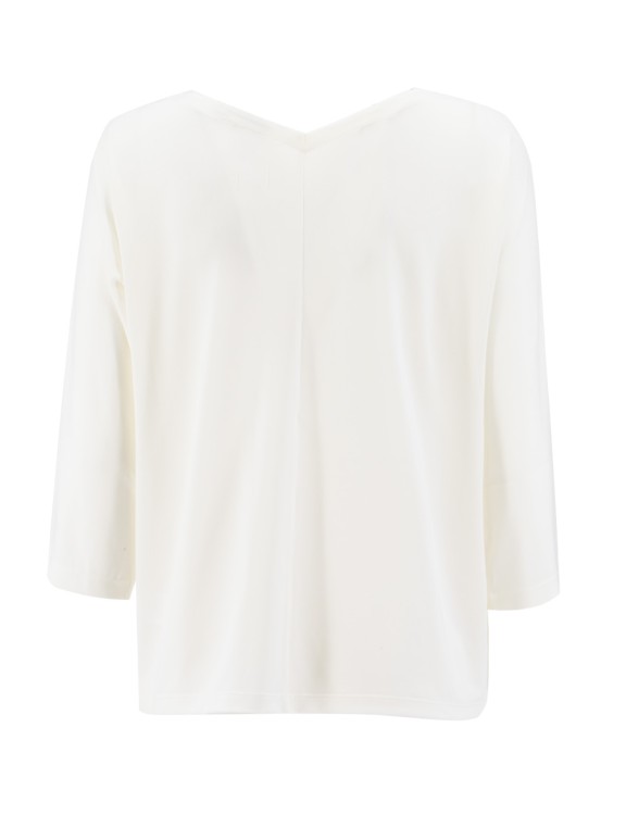 Shop Le Tricot Perugia Three Quarter Length Sleeves Viscose T-shirt In White