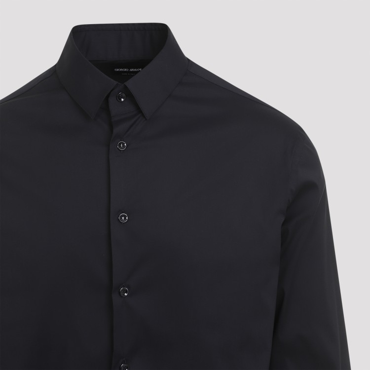 Giorgio Armani Long-sleeved Button-up Shirt In Blue