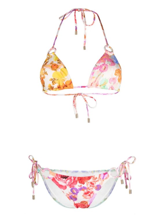 Shop Zimmermann Floral-print Self-tie Bikini In Multicolor
