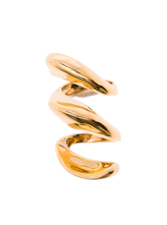 Alexander Mcqueen Gold-colored Twisted Ring In Brass In Not Applicable