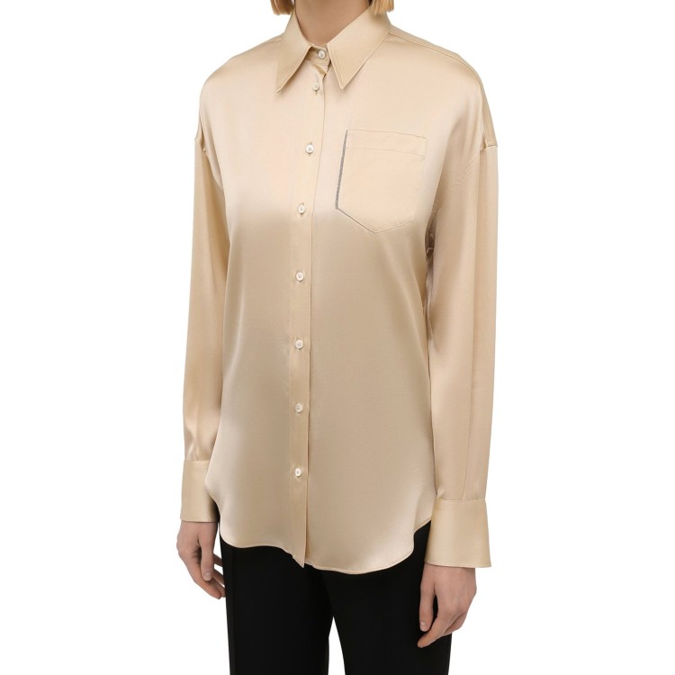Shop Brunello Cucinelli Gold Silk Shirt In Neutrals