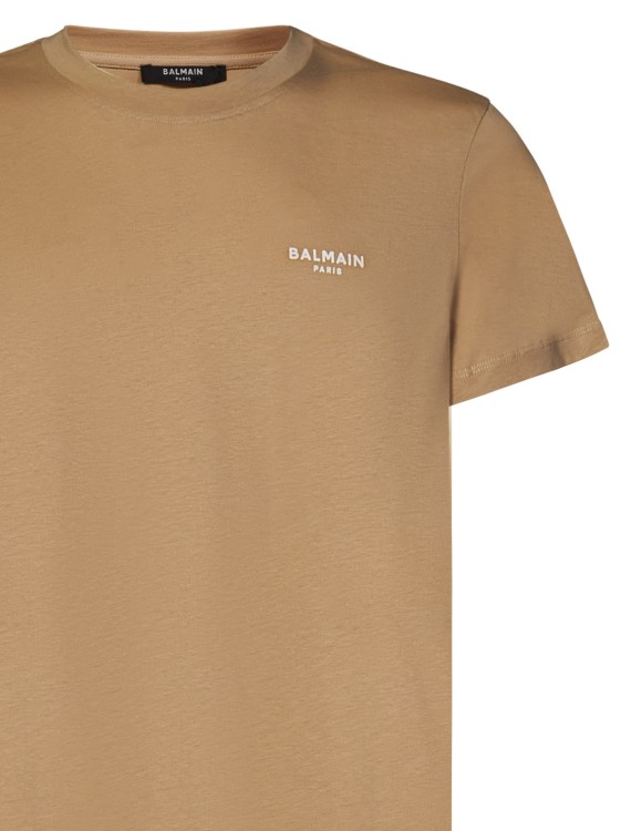 Shop Balmain Beige Organic Cotton Jersey T-shirt In Neutrals