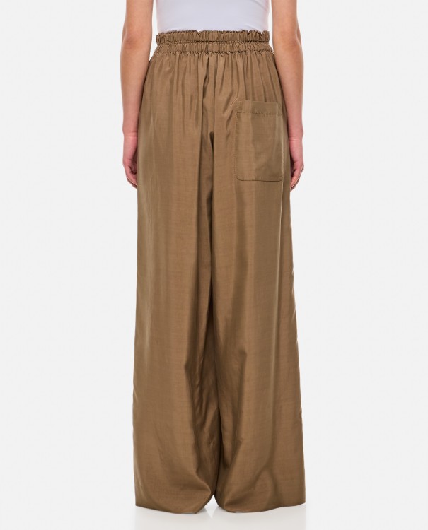 Shop Quira Oversized Silk Trousers In Brown