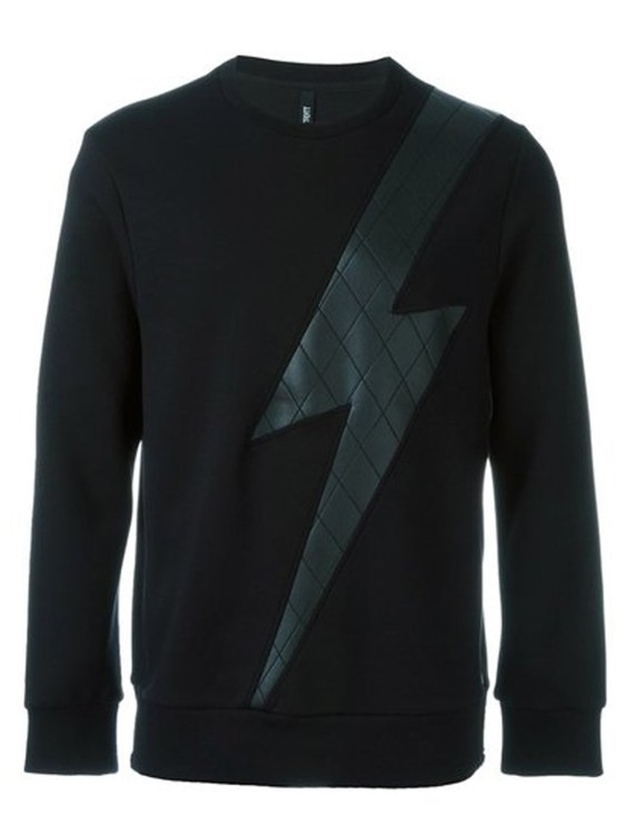 Shop Neil Barrett Black Flash Design Sweatshirt